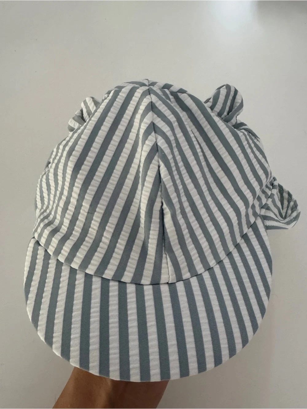 Striped Ear Detail Sun Hat for Kids - Gray & White